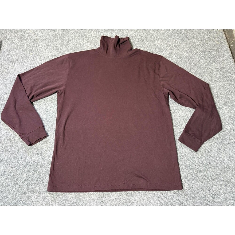 L.L. Bean Sweater Mens L Red Lightweight Turtleneck Cotton Blend Knit Pullover
